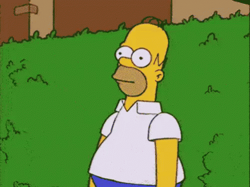 Homer Simpson backing into bushes